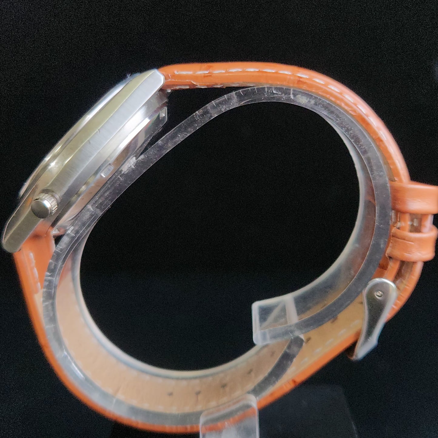Vintage 1980 Original Seiko 5 Automatic 7009-316A White Face Brown Band 17 Jewels Day-Date Japanese Men's Wrist Watch S167