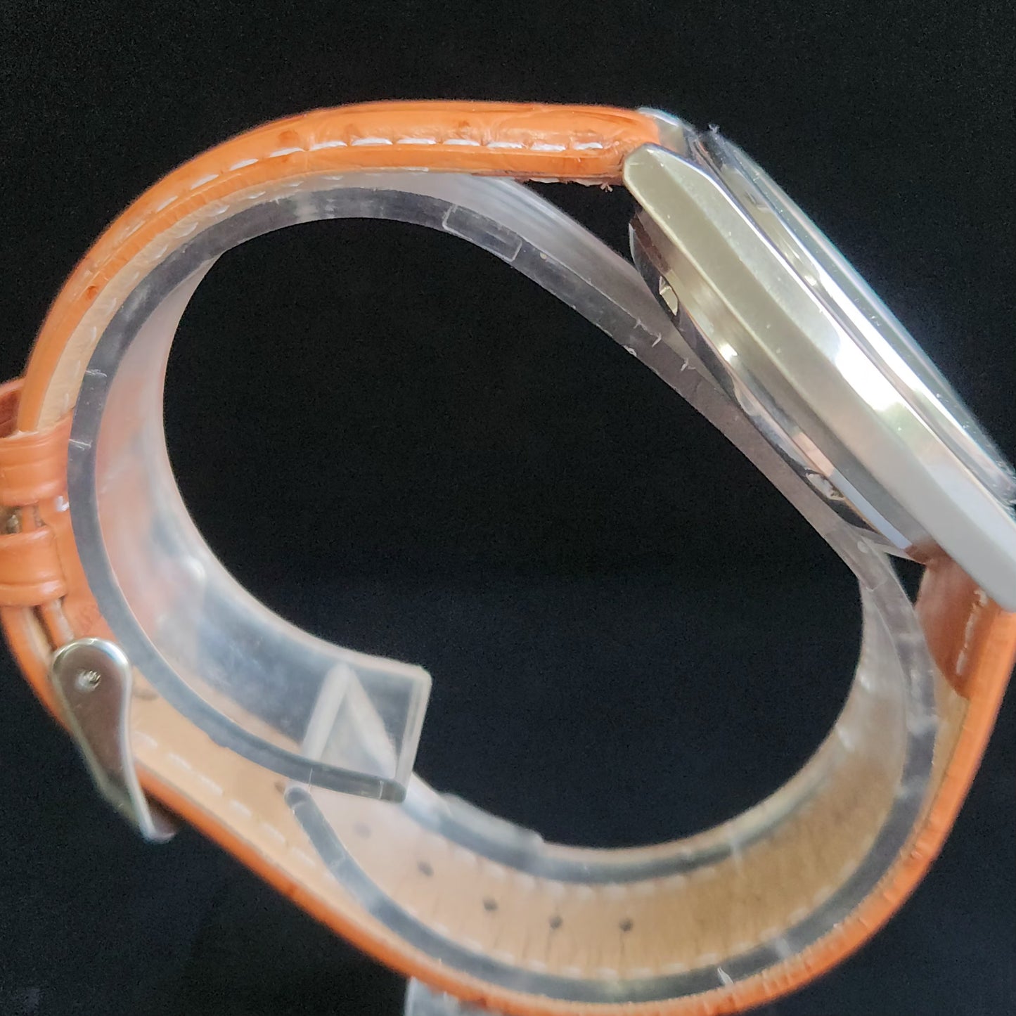 Vintage 1980 Original Seiko 5 Automatic 7009-316A White Face Brown Band 17 Jewels Day-Date Japanese Men's Wrist Watch S167