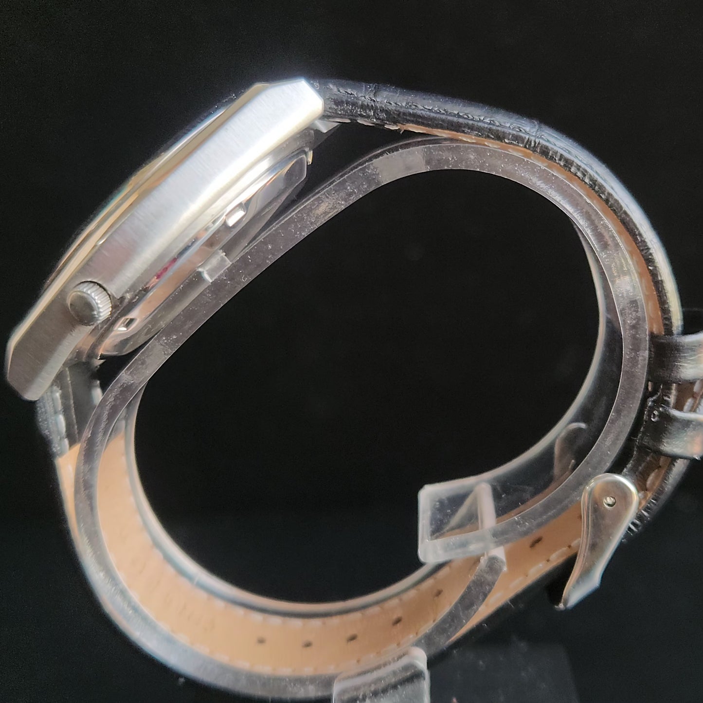 Vintage 2000 Original Seiko 5 Automatic 7S26-8760 Black Face Black Band 21 Jewels Day-Date Japanese Men's Wrist Watch S156