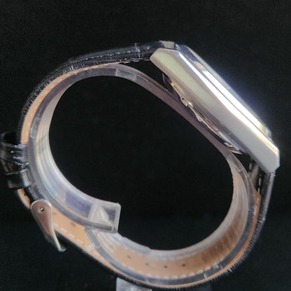 Vintage 2000 Original Seiko 5 Automatic 7S26-8760 Black Face Black Band 21 Jewels Day-Date Japanese Men's Wrist Watch S156