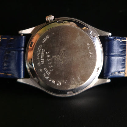Vintage 1980 Original Seiko 5 Automatic 7009-876A Black Face 17 Jewels Day-Date Japanese Men's Wrist Watch OG01