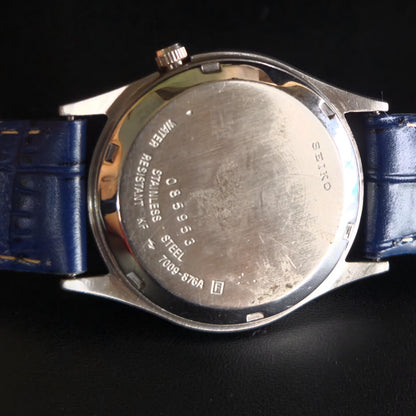Vintage 1980 Original Seiko 5 Automatic 7009-876A Black Face 17 Jewels Day-Date Japanese Men's Wrist Watch OG01