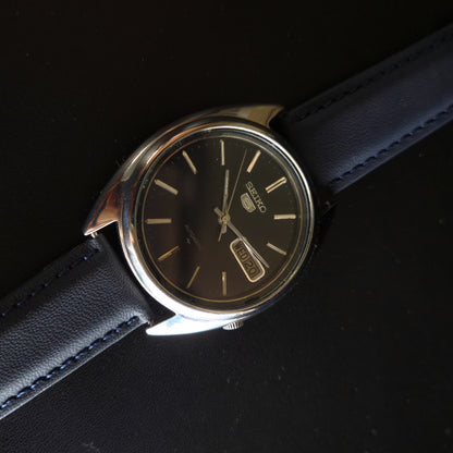 Vintage 1980 Original Seiko 5 Automatic 7009-3130 Black Face 17 Jewels Day-Date Japanese Men's Wrist Watch OG3