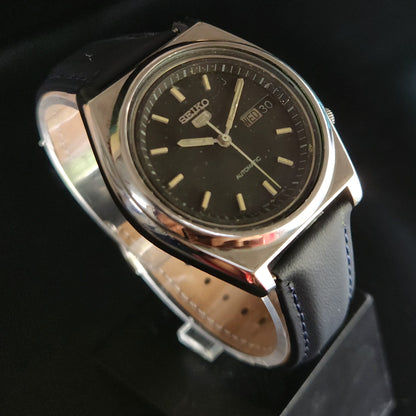 Vintage 1980 Original Seiko 5 Automatic 7009-876A Black Face 17 Jewels Day-Date Japanese Men's Wrist Watch OG5
