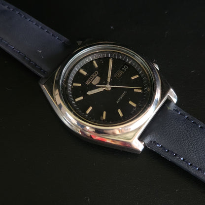 Vintage 1980 Original Seiko 5 Automatic 7009-876A Black Face 17 Jewels Day-Date Japanese Men's Wrist Watch OG5