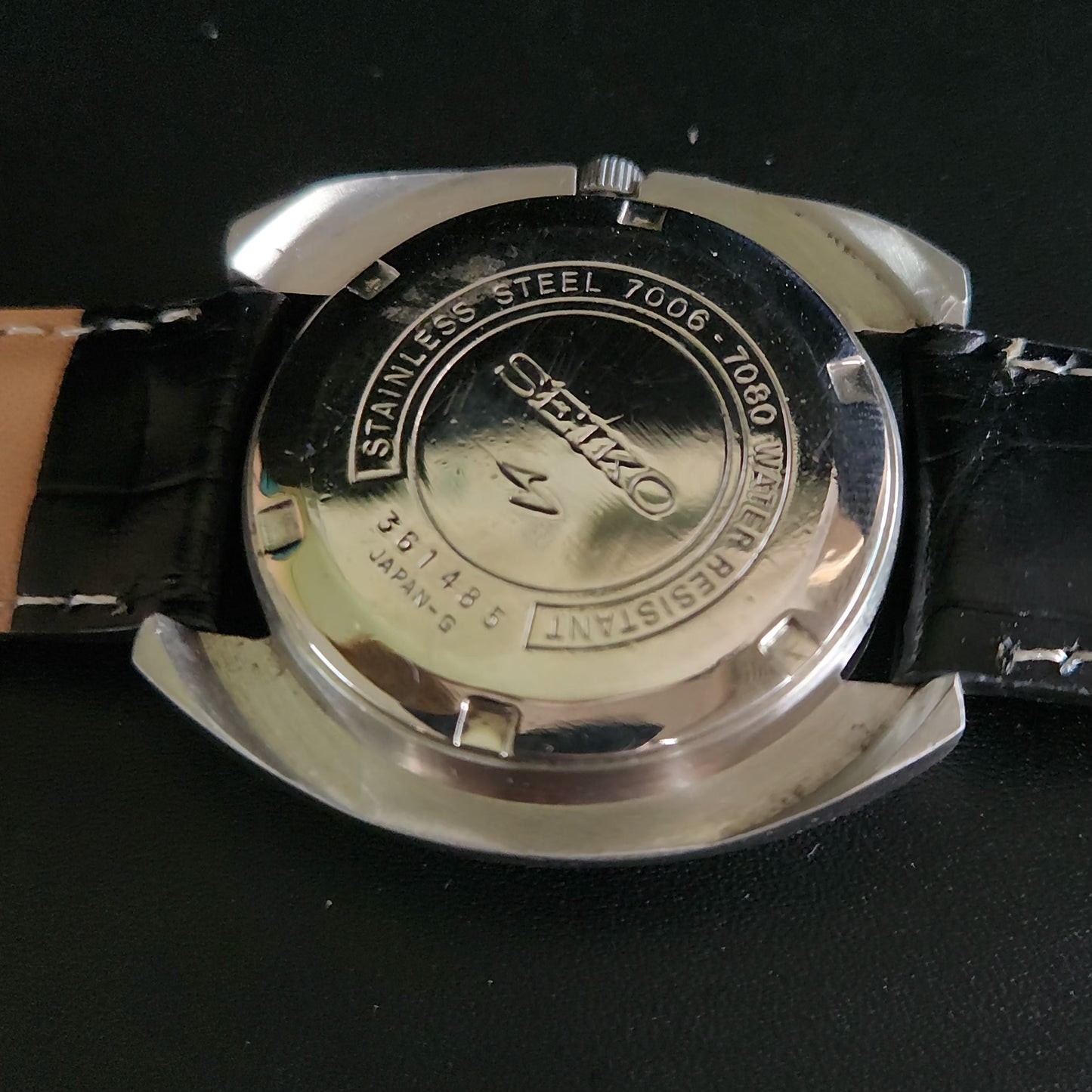 Vintage 1980 Original Seiko 5 Automatic 7006-7080 Black Face 19 Jewels Day-Date Japanese Men's Wrist Watch 0G6