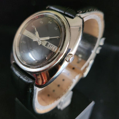 Vintage 1980 Original Seiko 5 Automatic 7006-7090 black face 19 Jewels Day-Date Japanese Men's Wrist Watch OG12