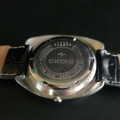 Vintage 1980 Original Seiko 5 Automatic 7006-7090 black face 19 Jewels Day-Date Japanese Men's Wrist Watch OG12