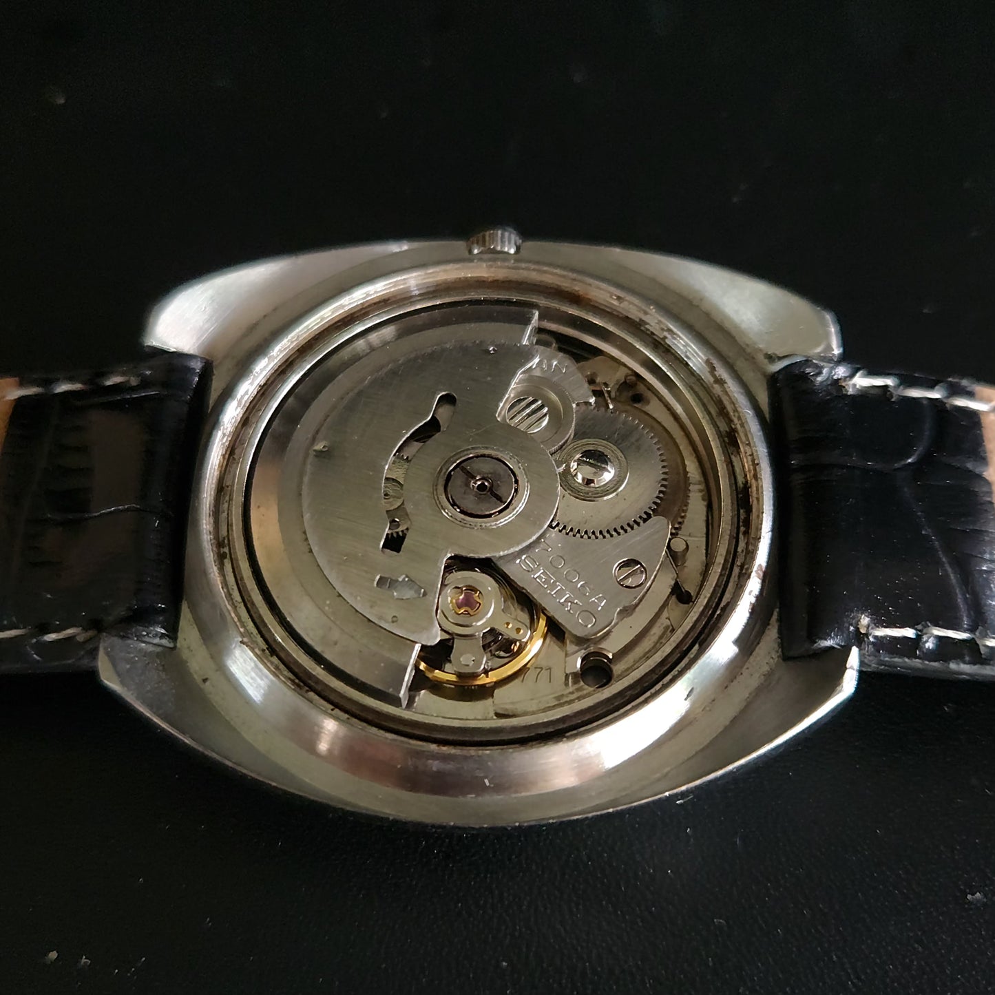 Vintage 1980 Original Seiko 5 Automatic 7006-7090 black face 19 Jewels Day-Date Japanese Men's Wrist Watch OG12