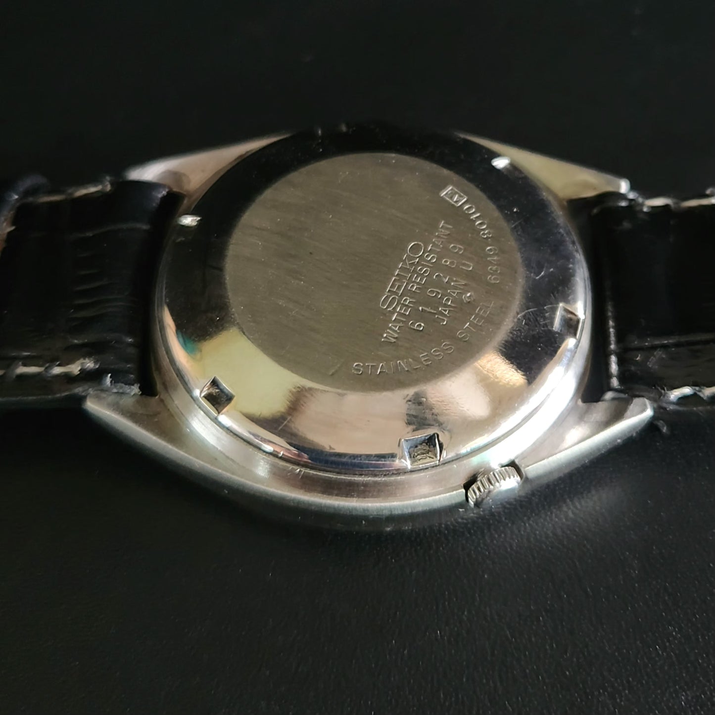 Vintage 1980 Original Seiko 5 Automatic 6349-8010 black face 21 Jewels Day-Date Japanese Men's Wrist Watch OG15