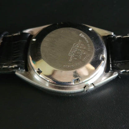 Vintage 1980 Original Seiko 5 Automatic 6349-8010 black face 21 Jewels Day-Date Japanese Men's Wrist Watch OG15