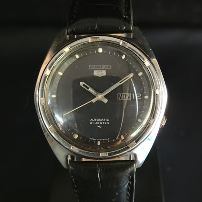 Vintage 1980 Original Seiko 5 Automatic 7019-8080 Grey face 21 Jewels Day-Date Japanese Men's Wrist Watch OG16