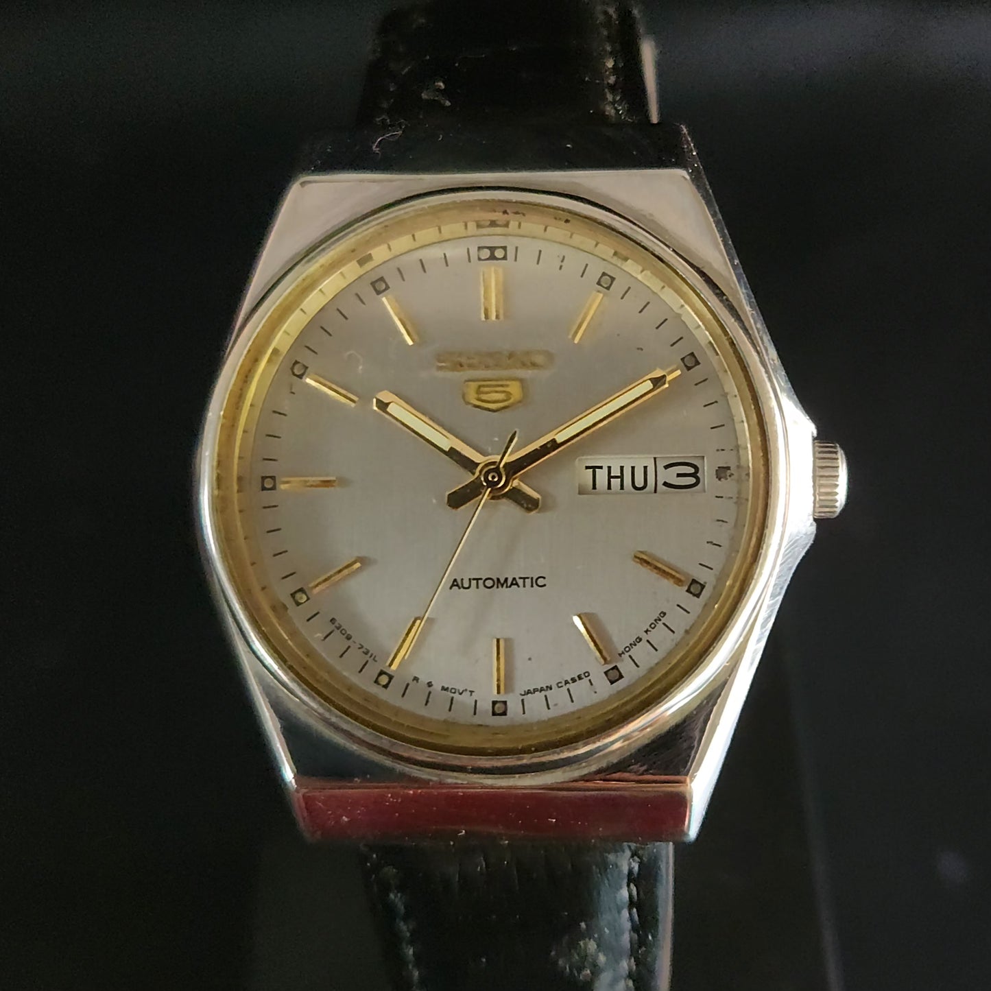 Vintage 1980 Original Seiko 5 Automatic 6309-7270 Grey face 17 Jewels Day-Date Japanese Men's Wrist Watch OG19