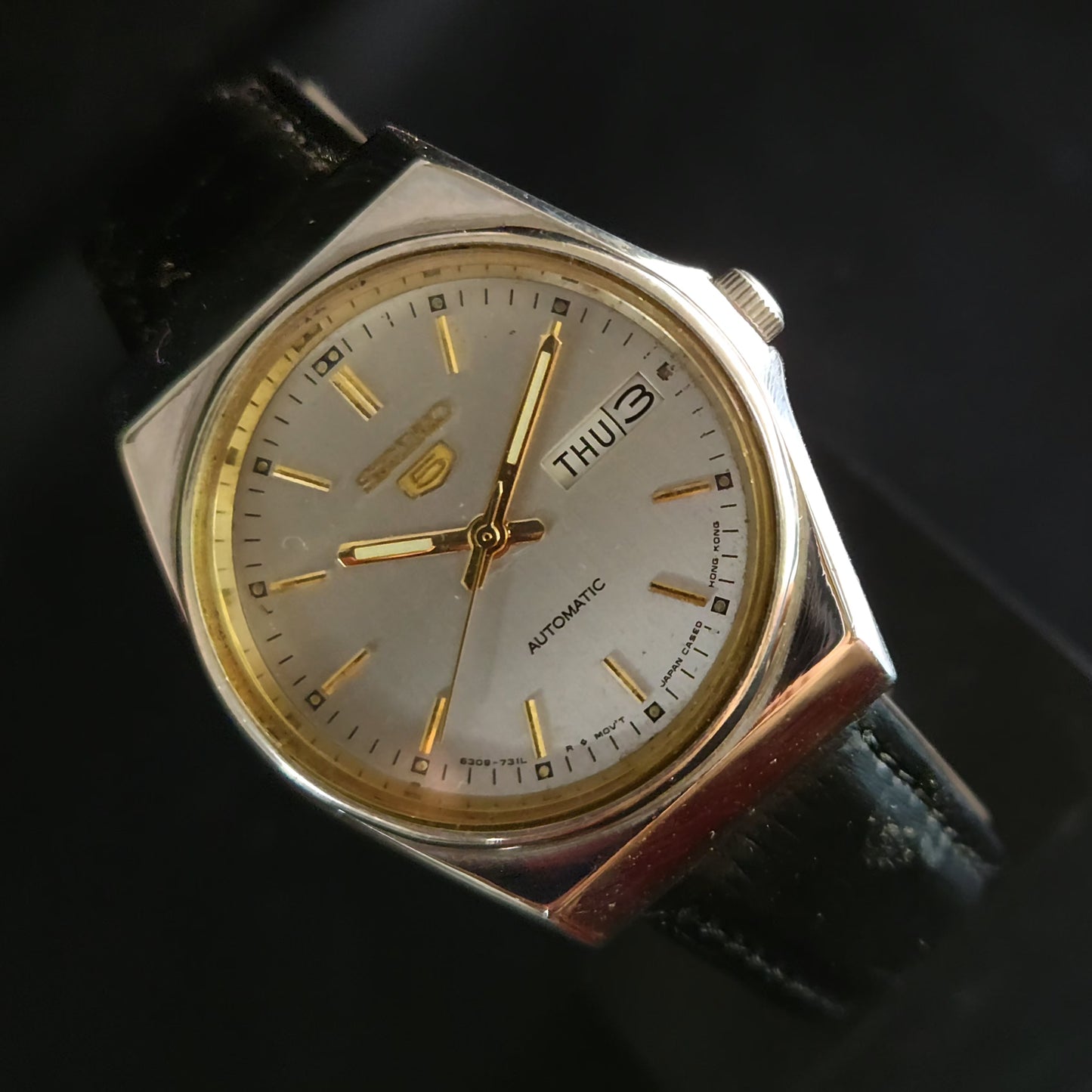 Vintage 1980 Original Seiko 5 Automatic 6309-7270 Grey face 17 Jewels Day-Date Japanese Men's Wrist Watch OG19