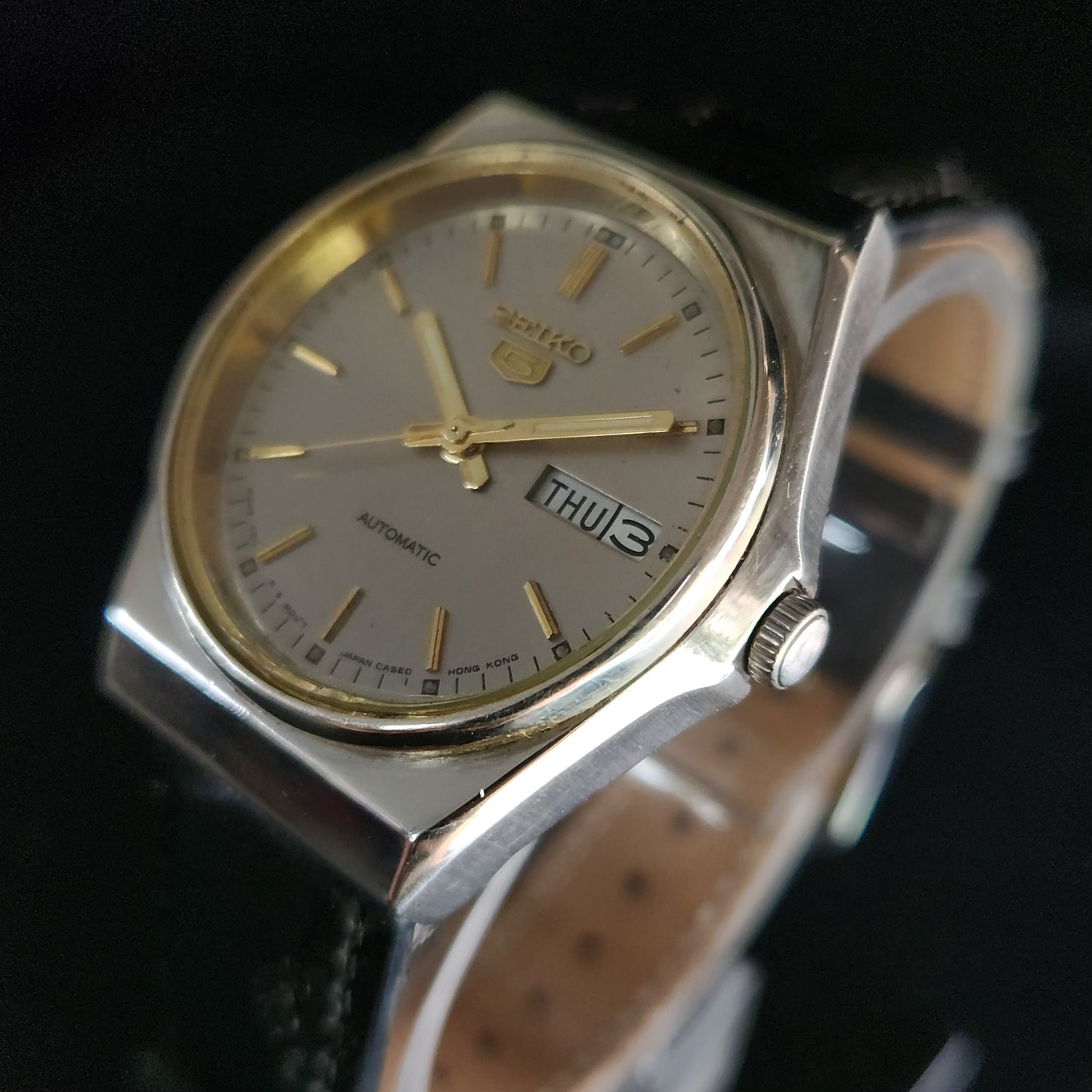 Vintage 1980 Original Seiko 5 Automatic 6309-7270 Grey face 17 Jewels Day-Date Japanese Men's Wrist Watch OG19