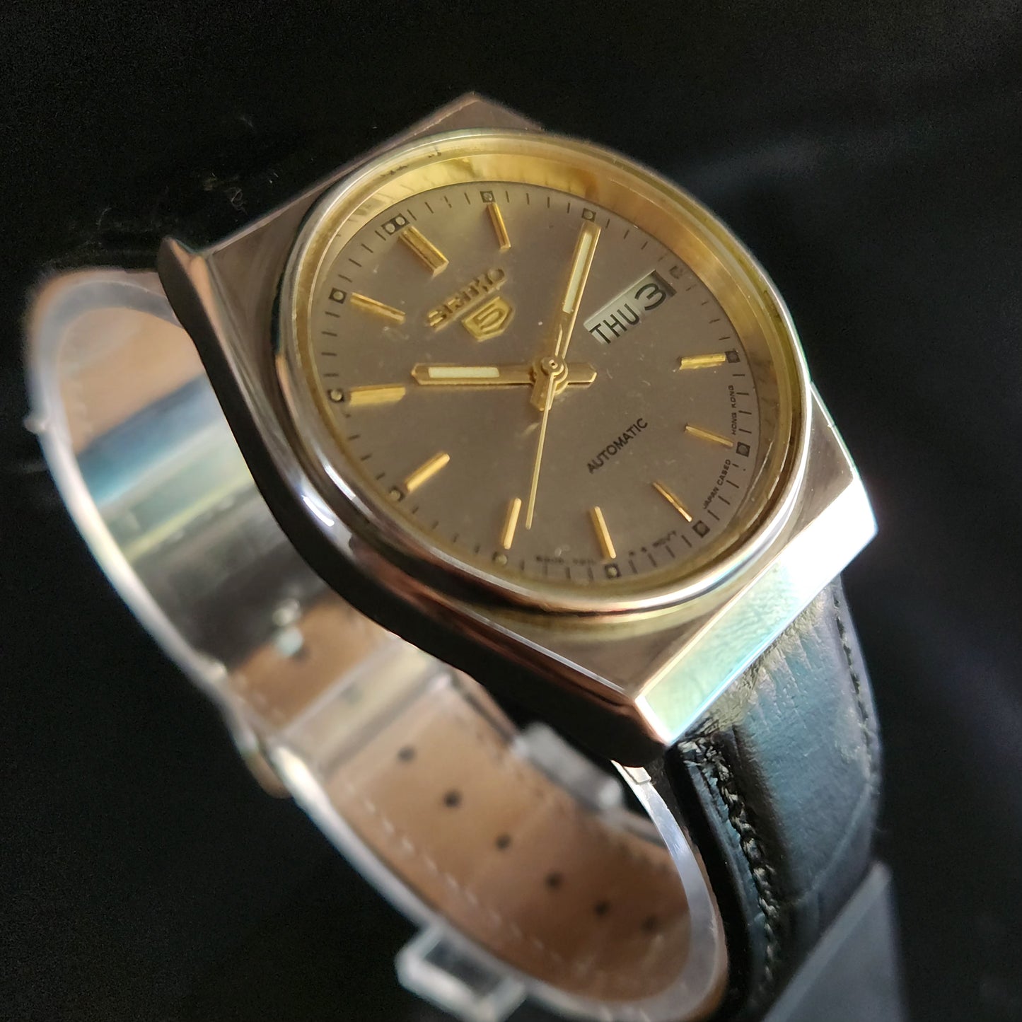 Vintage 1980 Original Seiko 5 Automatic 6309-7270 Grey face 17 Jewels Day-Date Japanese Men's Wrist Watch OG19