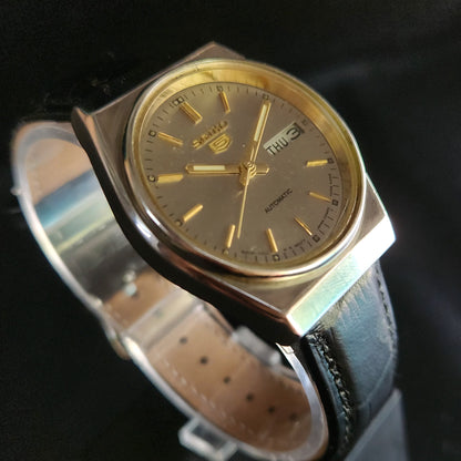 Vintage 1980 Original Seiko 5 Automatic 6309-7270 Grey face 17 Jewels Day-Date Japanese Men's Wrist Watch OG19