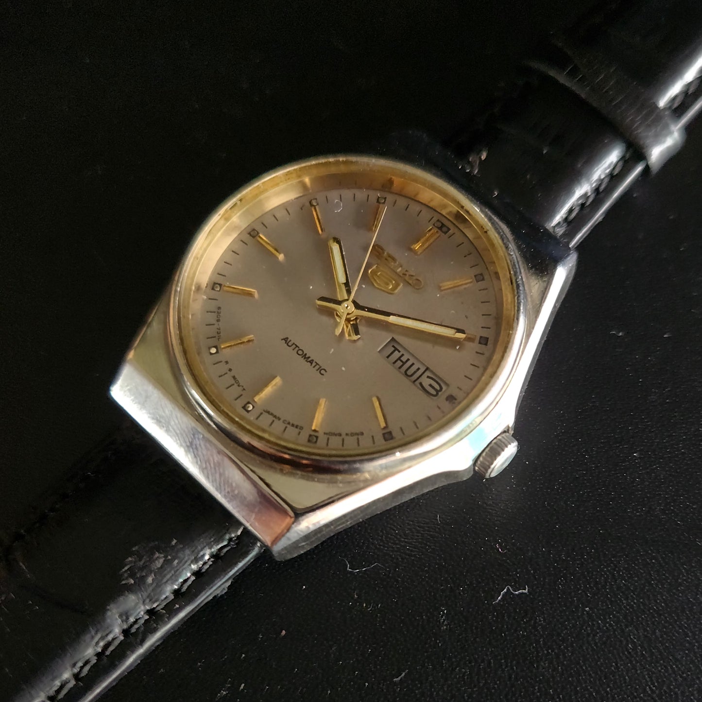 Vintage 1980 Original Seiko 5 Automatic 6309-7270 Grey face 17 Jewels Day-Date Japanese Men's Wrist Watch OG19