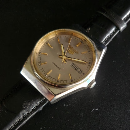 Vintage 1980 Original Seiko 5 Automatic 6309-7270 Grey face 17 Jewels Day-Date Japanese Men's Wrist Watch OG19