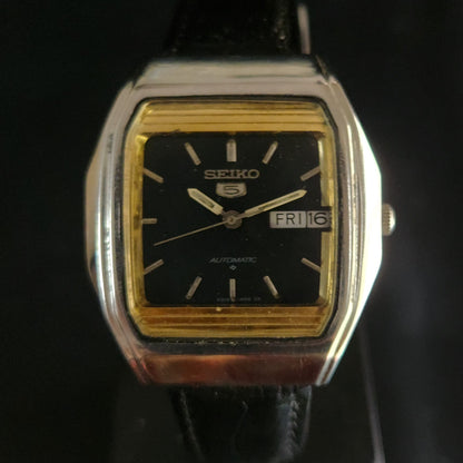 Vintage 1980 Original Seiko 5 Automatic 6309-8840 black face 17 Jewels Day-Date Japanese Men's Wrist Watch OG21