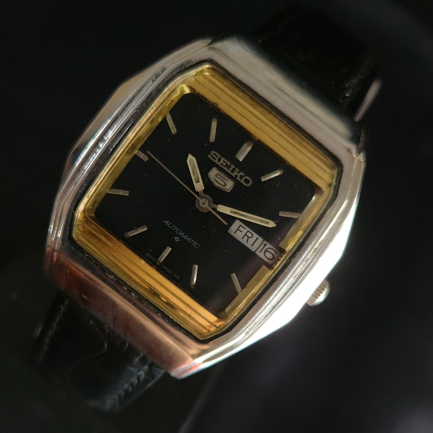 Vintage 1980 Original Seiko 5 Automatic 6309-8840 black face 17 Jewels Day-Date Japanese Men's Wrist Watch OG21