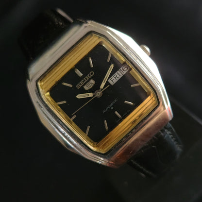 Vintage 1980 Original Seiko 5 Automatic 6309-8840 black face 17 Jewels Day-Date Japanese Men's Wrist Watch OG21