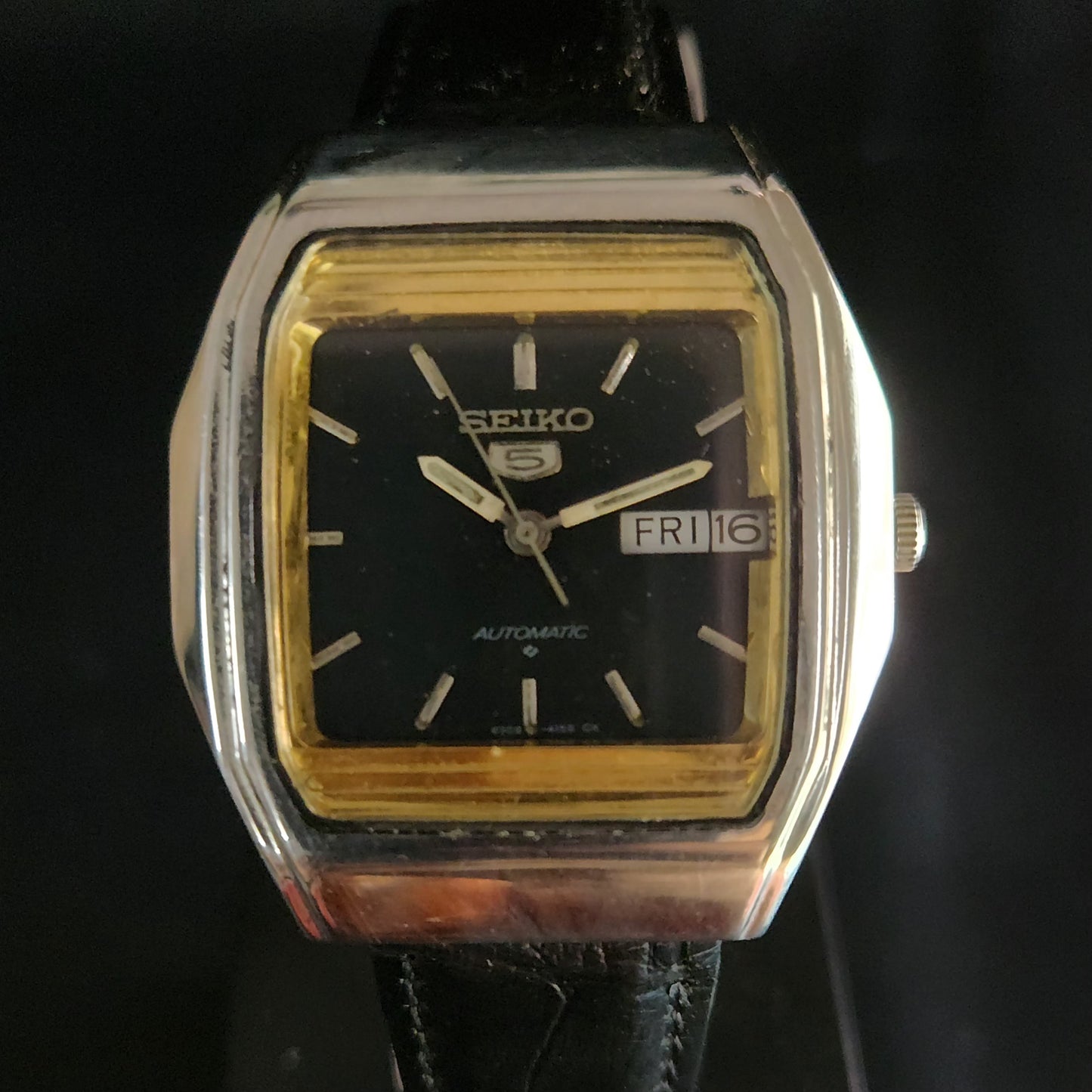 Vintage 1980 Original Seiko 5 Automatic 6309-8840 black face 17 Jewels Day-Date Japanese Men's Wrist Watch OG21