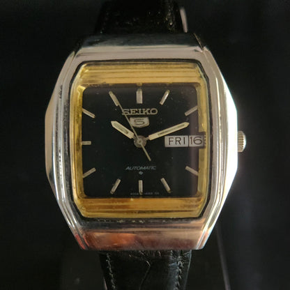 Vintage 1980 Original Seiko 5 Automatic 6309-8840 black face 17 Jewels Day-Date Japanese Men's Wrist Watch OG21