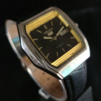 Vintage 1980 Original Seiko 5 Automatic 6309-8840 black face 17 Jewels Day-Date Japanese Men's Wrist Watch OG21