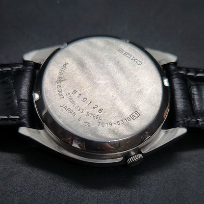 Vintage 1980 Original Seiko 5 Automatic 7019-5310 black face 21 Jewels Day-Date Japanese Men's Wrist Watch OG22