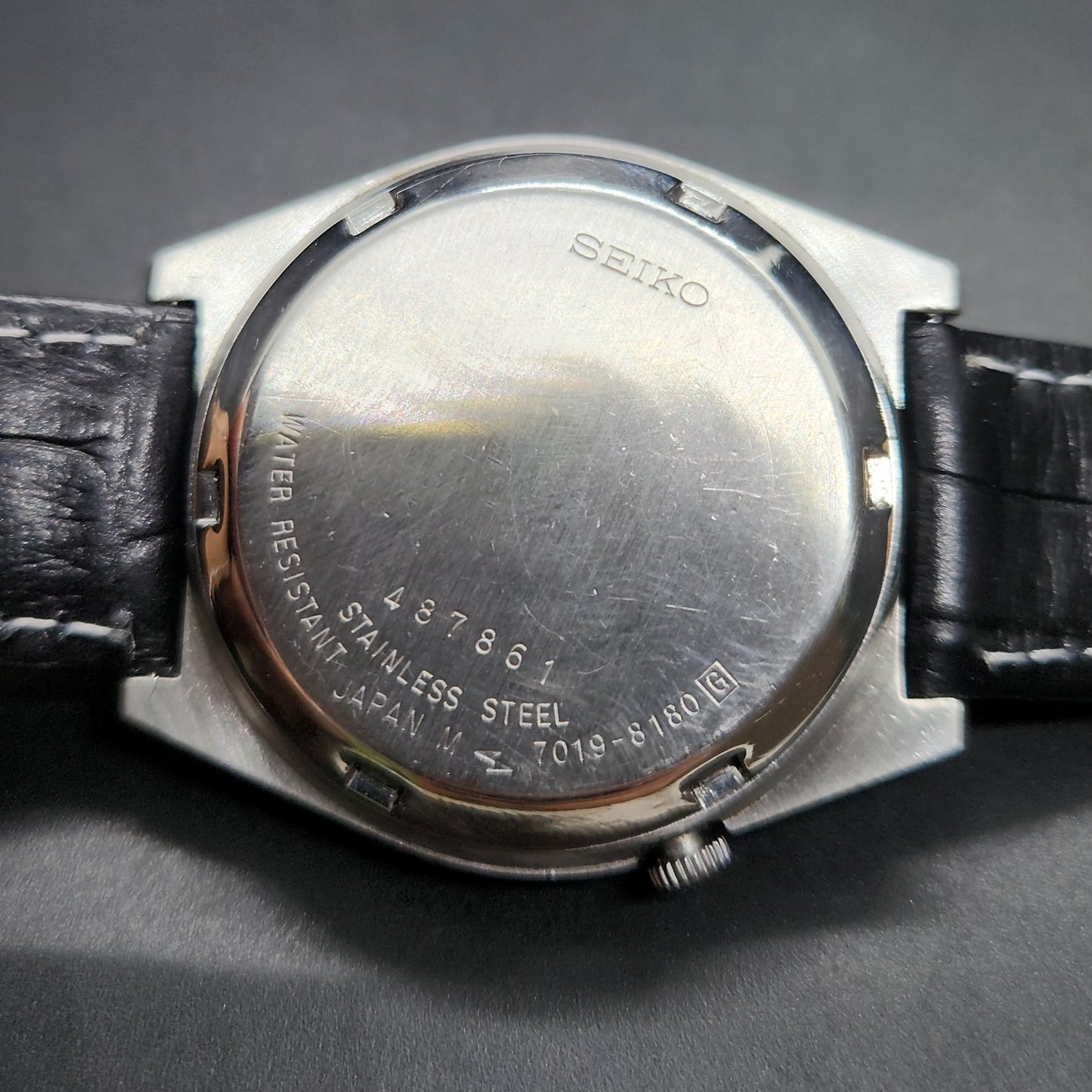 Vintage 1980 Original Seiko 5 Automatic 7019-8180 Silver face 21 Jewels Day-Date Japanese Men's Wrist Watch OG25
