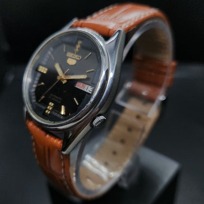 Vintage 1980 Original Seiko 5 Automatic 7009-876A black face 17 Jewels Day-Date Japanese Men's Wrist Watch OG33