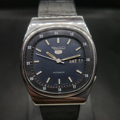 Vintage 1980 Original Seiko 5 Automatic 6319-5190 Blue face 21 Jewels Day-Date Japanese Men's Wrist Watch OG36