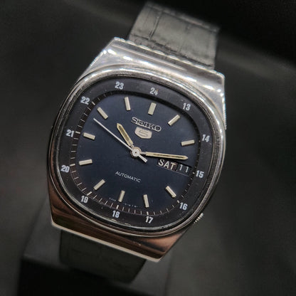 Vintage 1980 Original Seiko 5 Automatic 6319-5190 Blue face 21 Jewels Day-Date Japanese Men's Wrist Watch OG36