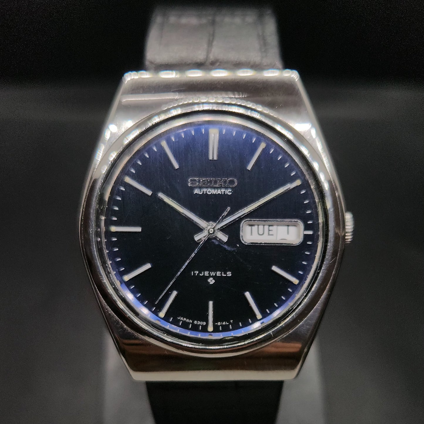 Vintage 1980 Original Seiko 5 Automatic 6309-8120 blue face 17 Jewels Day-Date Japanese Men's Wrist Watch OG38