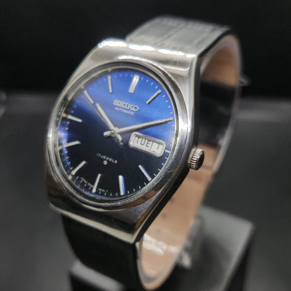 Vintage 1980 Original Seiko 5 Automatic 6309-8120 blue face 17 Jewels Day-Date Japanese Men's Wrist Watch OG38