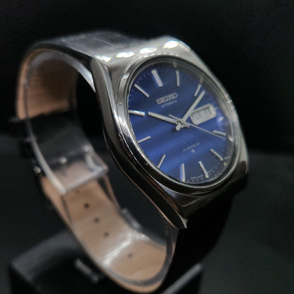 Vintage 1980 Original Seiko 5 Automatic 6309-8120 blue face 17 Jewels Day-Date Japanese Men's Wrist Watch OG41