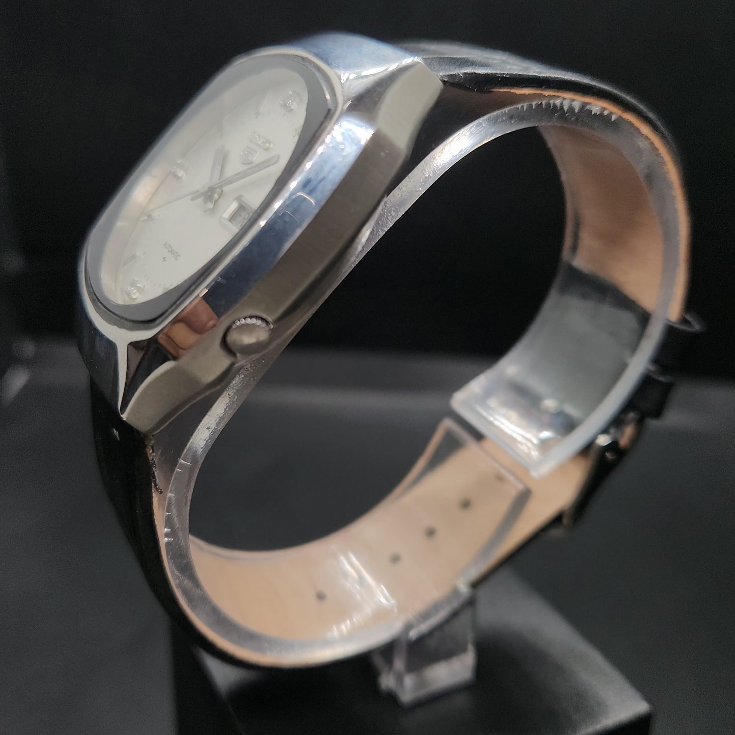 Vintage 1980 Original Seiko 5 Automatic 7009-519A silver face 17 Jewels Day-Date Japanese Men's Wrist Watch OG42