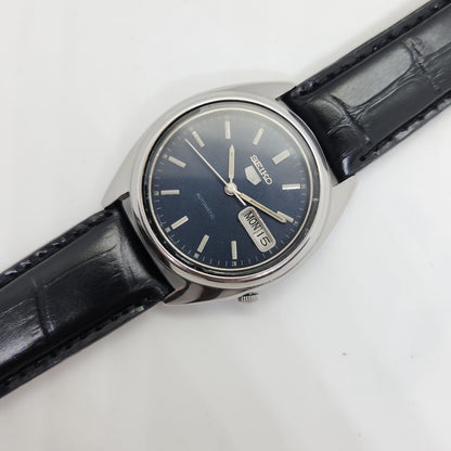 Vintage 1980 Original Seiko 5 Automatic 7009-8741 blue face 17 Jewels Day-Date Japanese Men's Wrist Watch OG48