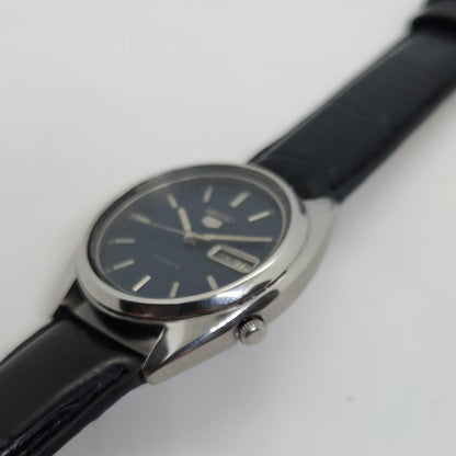 Vintage 1980 Original Seiko 5 Automatic 7009-8741 blue face 17 Jewels Day-Date Japanese Men's Wrist Watch OG48
