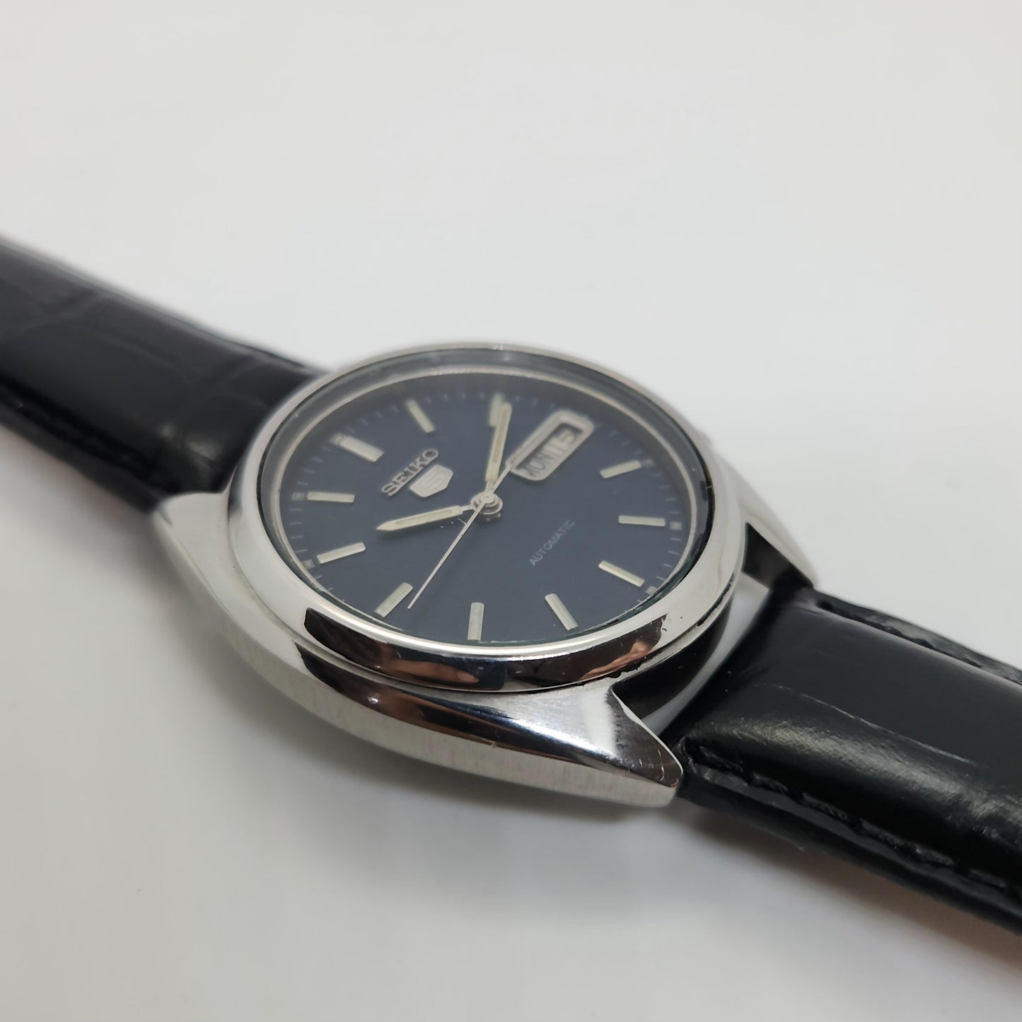Vintage 1980 Original Seiko 5 Automatic 7009-8741 blue face 17 Jewels Day-Date Japanese Men's Wrist Watch OG48