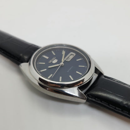 Vintage 1980 Original Seiko 5 Automatic 7009-8741 blue face 17 Jewels Day-Date Japanese Men's Wrist Watch OG48