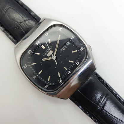 Vintage 1980 Original Seiko 5 Automatic 6309-5100 black face 17 Jewels Day-Date Japanese Men's Wrist Watch OG49