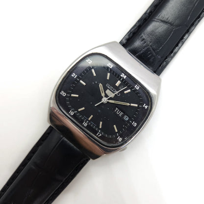 Vintage 1980 Original Seiko 5 Automatic 6309-5100 black face 17 Jewels Day-Date Japanese Men's Wrist Watch OG49