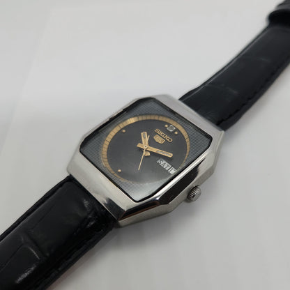 Vintage 1980 Original Seiko 5 Automatic 6349-514A black face 23 Jewels Day-Date Japanese Men's Wrist Watch OG50