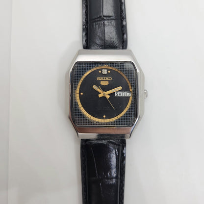 Vintage 1980 Original Seiko 5 Automatic 6349-514A black face 23 Jewels Day-Date Japanese Men's Wrist Watch OG50