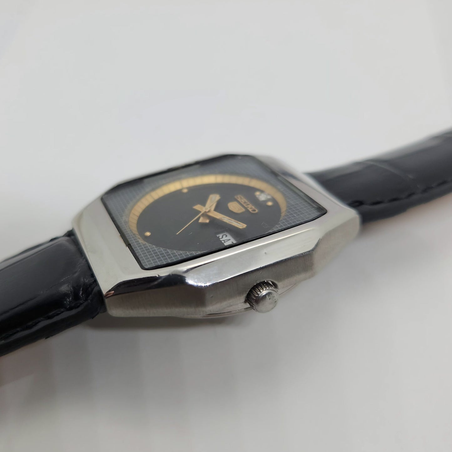Vintage 1980 Original Seiko 5 Automatic 6349-514A black face 23 Jewels Day-Date Japanese Men's Wrist Watch OG50