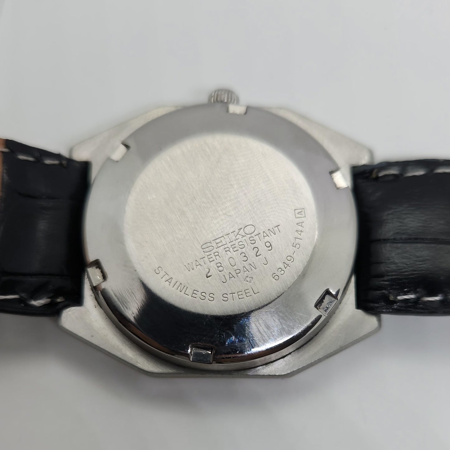 Vintage 1980 Original Seiko 5 Automatic 6349-514A black face 23 Jewels Day-Date Japanese Men's Wrist Watch OG50