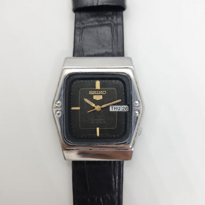 Vintage 1980 Original Seiko 5 Automatic 6349-607B black face 23 Jewels Day-Date Japanese Men's Wrist Watch OG51