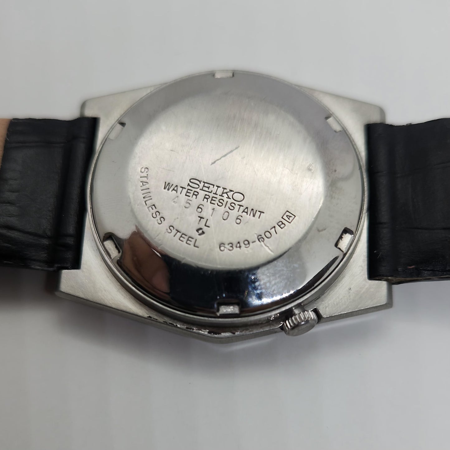 Vintage 1980 Original Seiko 5 Automatic 6349-607B black face 23 Jewels Day-Date Japanese Men's Wrist Watch OG51